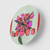 「Live Life Large」アートプリント ラウンド壁時計 (傾斜)