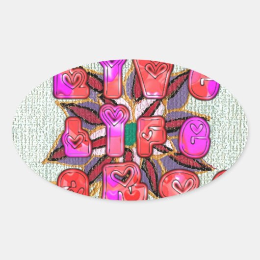 「Live Life Large」アートプリント 楕円形シール (正面)