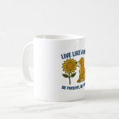 Live Like a Dog Be Present, Be Happy コーヒーマグカップ (正面左)