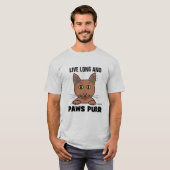 Live Long and PAWS PURR Cat おもしろい Pun T Shirt Tシャツ (正面フル)