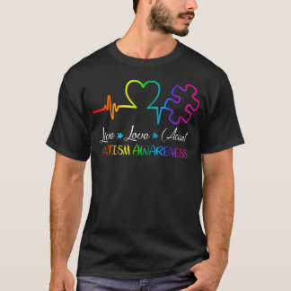 Live Love Accept ハートビートパズル 自閉症  Tシャツ