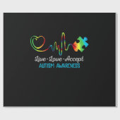 Live Love Accept Autism Awareness ラッピングペーパー (フラット)