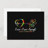 Live Love Accept Autism Awareness Men Women Kids G ポストカード (正面/裏面)