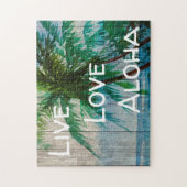 Live Love Aloha Palm Tree Beach Sign ジグソーパズル (縦)