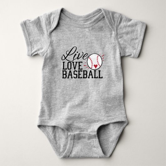 Live Love Baseball ベビーボディスーツ (正面)
