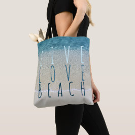 Live Love Beach ターコイズブルー 海 サーフィン 波 To トートバッグ