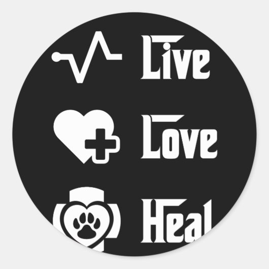 Live Love Heal Vet Tech For Veterinary Technicians ラウンドシール (正面)
