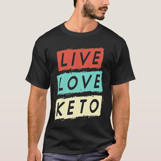 Live Love Keto Retro Weight Loss Healthy Food Keto Tシャツ (正面)