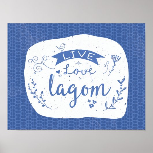 Live Love Lagom – スウェーデン語おもしろいポスター ポスター (正面)
