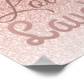 Live Love Laugh Girly Rose Gold Glitter Typography ポスター (角)