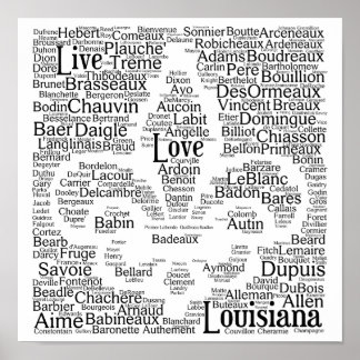 Live, Love, Louisiana Last Names Fleur - De - Lis ポスター