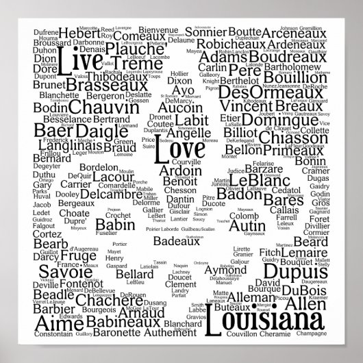 Live, Love, Louisiana Last Names Fleur - De - Lis ポスター (正面)