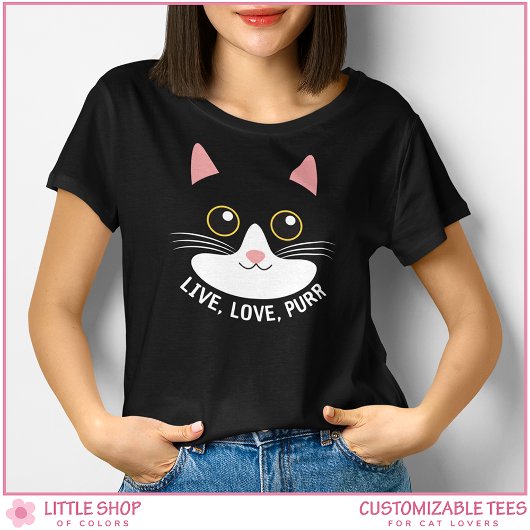 Live Love Purr Womens Cat Lover トライブレンドＴシャツ
