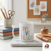 Live Love Teach レインボー 先生 感謝 コーヒーマグカップ