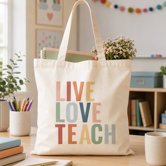 Live Love Teach 虹色の先生への感謝を込めて トートバッグ