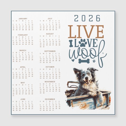 Live Love Woof Dog Calendar (正面)