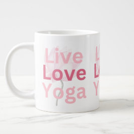 Live Love Yoga ロータス マインドフル ウェルビーイング ギフト 彼女 ジャンボコーヒーマグカップ
