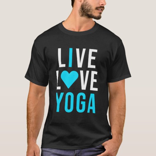 Live Love Yoga I Love Yoga Blue Namaste Tシャツ (正面)