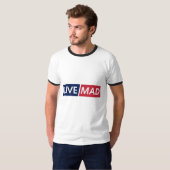 LIVE MAD - 大胆なミニマル モダン タイポグラフィ デザイン Tシャツ (正面フル)