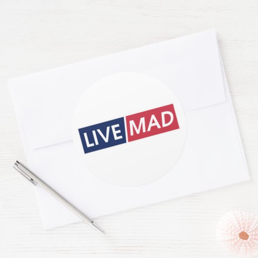 LIVE MAD – Bold Minimal Modern Typography ラウンドシール (封筒)