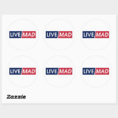 LIVE MAD – Bold Minimal Modern Typography ラウンドシール (シート)