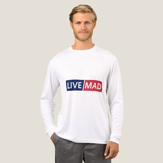 LIVE MAD – Bold Minimal Modern Typography Design トライブレンドTシャツ (正面全体)