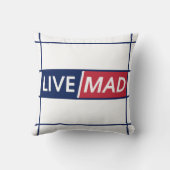 LIVE MAD – Bold Motivational Throw Pillow (White) クッション (裏面)