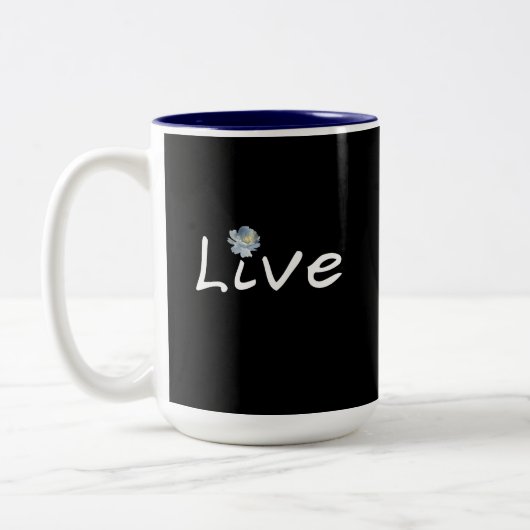 Live Minimalist Modern Black and White 15oz  ツートーンマグカップ (左)