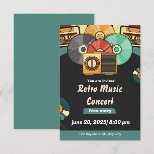 Live Music Concert Invitation | Modern Night Event 出欠カード (正面/裏面)