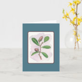 Live Oakカード：青と茶色 カード (黄色い花)