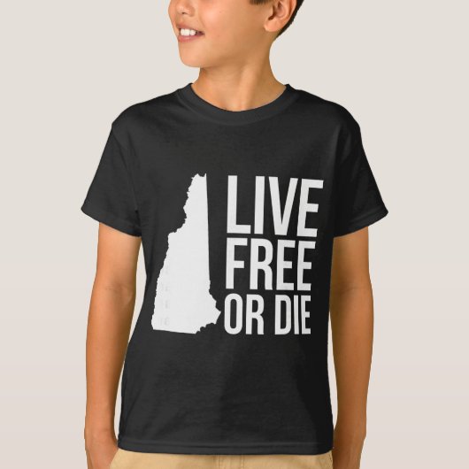 Live Or Die Nh Motto New Hampshire Map Tシャツ (正面)