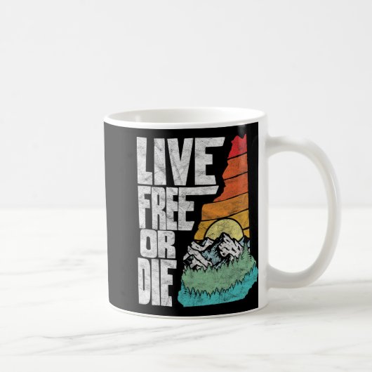 Live Or Die Retro New Hampshire Nature  コーヒーマグカップ (右)
