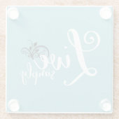 "Live Simply"タイポグラフィシンプル引用文 ガラスコースター (裏面)