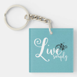 "Live Simply"タイポグラフィ引用文 キーホルダー
