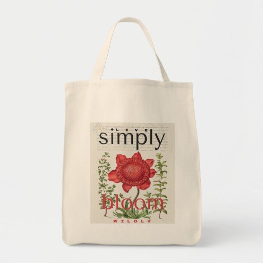 Live Simply Bloom Wildly Botanical Tote Bag トートバッグ (正面)