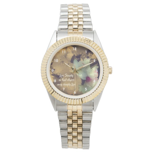 Live Simply Blossoms Inspirational Words   腕時計 (正面)
