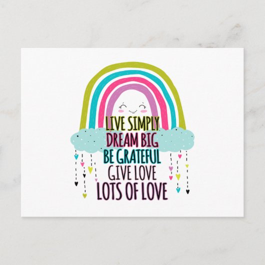Live Simply Dream Big Be Grateful Give Love  ポストカード (正面)