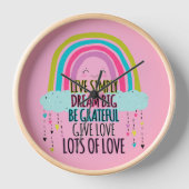 Live Simply Dream Big Be Grateful Give Love  壁時計 (正面)