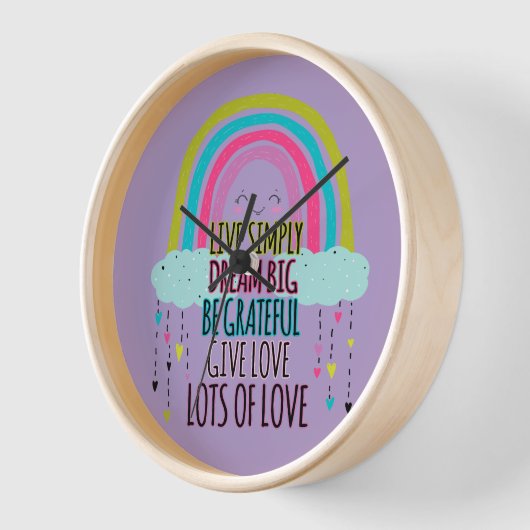 Live Simply Dream Big Be Grateful Give Love  壁時計 (傾斜)