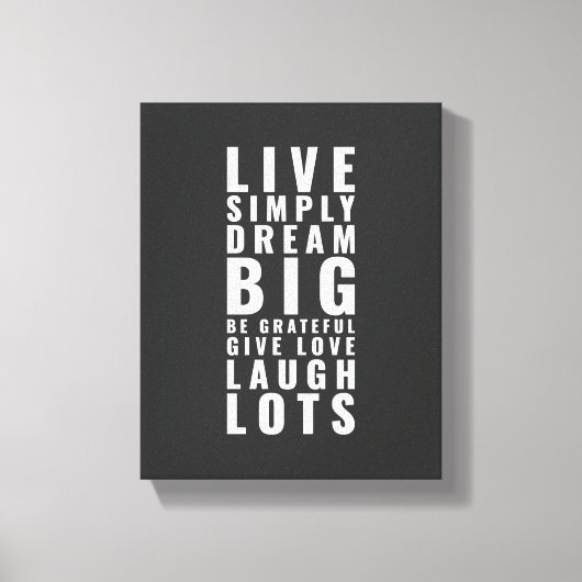 Live simply dream big | Inspirational Quote キャンバスプリント (正面)