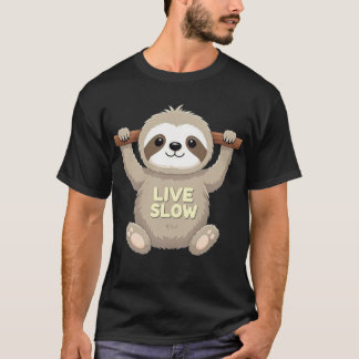 Live Sloth Tシャツ – かわいい漫画デザイン