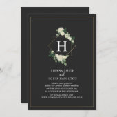 Live Stream Virtual's Gray 結婚フローラモノグラム 招待状 (正面/裏面)