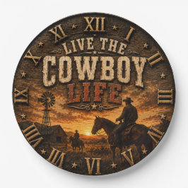 Live the Cowboy Life Rustic Western Ranch ペーパープレート