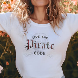 Live the Pirate Codeスカル&クロスボーン Tシャツ