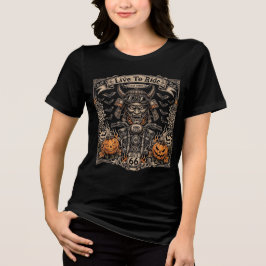 Live To Ride ハロウィン - サムライ鬼バイカー Est 1969 トライブレンドTシャツ