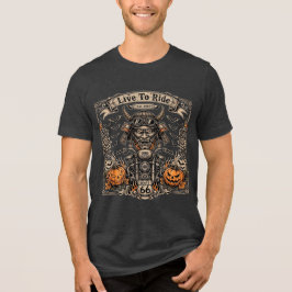 Live To Ride ハロウィン - サムライ鬼バイカー Est 1969 トライブレンドTシャツ