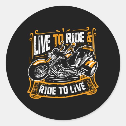 Live to Ride and Ride to Live Trike Bike Triker ラウンドシール (正面)