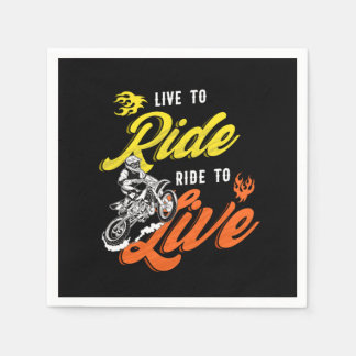 Live To Ride Motocross Motorcycle Dirt Bike Biker  スタンダードカクテルナプキン