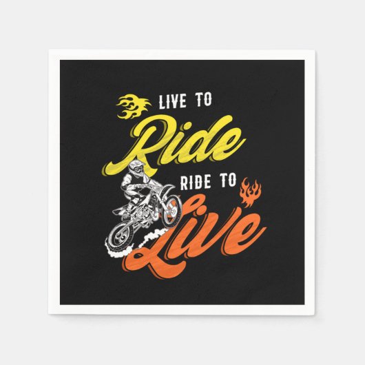 Live To Ride Motocross Motorcycle Dirt Bike Biker  スタンダードカクテルナプキン (正面)