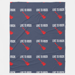 Live To Rock Red Electric Guitar Music Graphic Art フリースブランケット